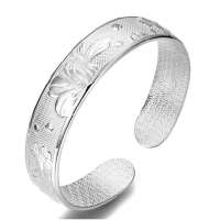 宝萃银楼S999千足银手镯 花开时节银手镯 银饰品手镯手环
