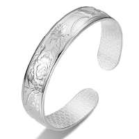 宝萃银楼S999千足银手镯 蝶恋花银手镯 银饰品手镯手环