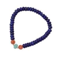 淘翠『原创』天然阿富汗青金石算盘珠间南红玛瑙 天河石手链510015