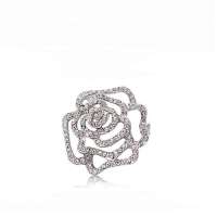 【Diya】胸针蔷薇花开 白色满钻奥地利水晶 精致别针