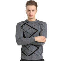 斯比克斯 冬季新款貂绒衫 时尚休闲精品男士纯色格纹冬款貂绒衫C.SPX-8835DL