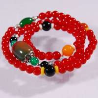 胡氏珠宝HOOVS 天然水晶红玛玉髓瑙玉髓6mm*68颗佛珠手链男女款情侣多层