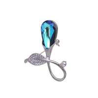 禾场尚腾 奥地利进口水晶 时尚优雅蓝色花蕾 胸针