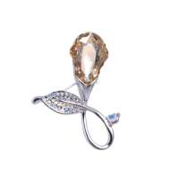 禾场尚腾 奥地利进口水晶 华贵优雅黄色花蕾 胸针