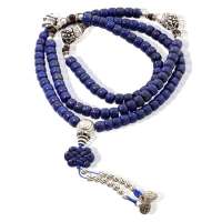 淘翠 4A级阿富汗青金石大蝶珠间小叶紫檀泰银项链L16312