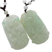 天然翡翠A货糯种白底飘翠龙凤牌龙凤呈祥挂件玉牌吊坠 71176 71177