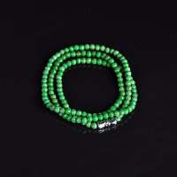 御灵珠宝 老坑满绿翡翠项链 3mm 0201110203001