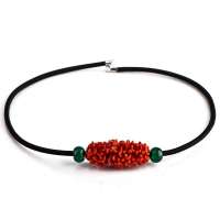 御灵珠宝 红珊瑚炫色皮绳项链 招财进宝 增进人缘 11011300001