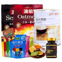 [中国代餐网]年货套餐 蛋白质粉455g 黑芝麻糊576g 麦片600g 氨糖40片 品维脆片 全家福大礼包 年货