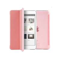 琪瑞(CHEENERGY) 苹果ipad5 air 平板电脑保护套 磨砂半透明款三折皮套 粉色