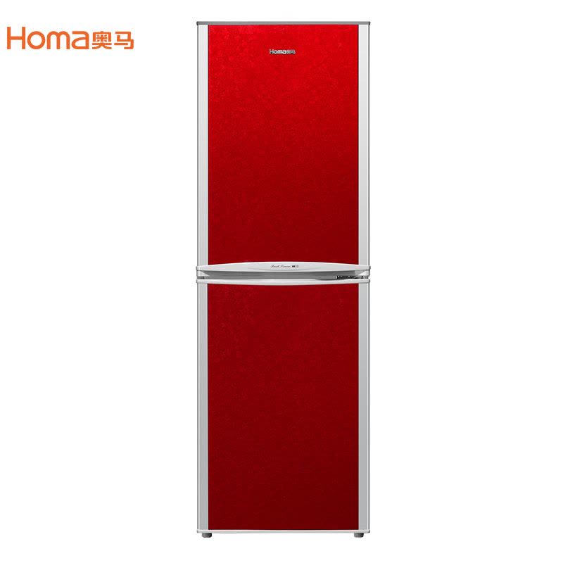 奥马/Homa BCD-186A6 186升 一级节能 玻璃 冷藏冷冻 家用 双门 电冰箱 小冰箱(银红双色)图片