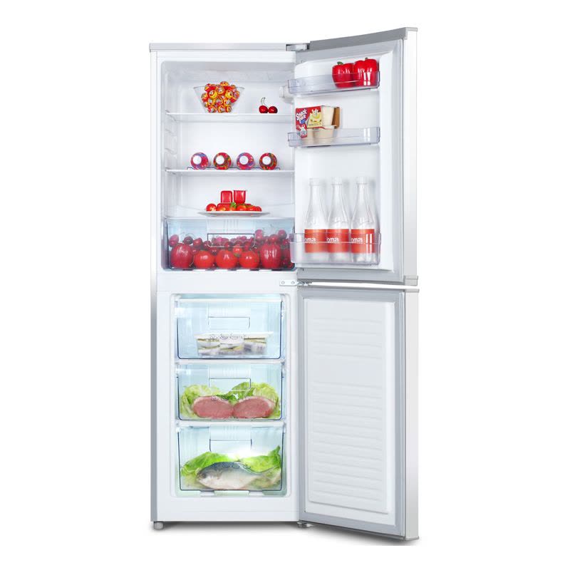 奥马/Homa BCD-186A6 186升 一级节能 玻璃 冷藏冷冻 家用 双门 电冰箱 小冰箱(银红双色)图片