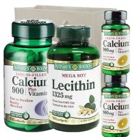 自然之宝大豆卵磷脂100粒 液体钙120粒 组合