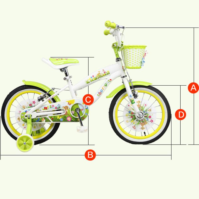 [苏宁自营]途锐达 儿童自行车小麋鹿16寸绿色 带辅助轮 儿童自行车 单车脚踏车图片