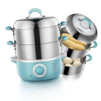小熊(Bear)电蒸锅 DZG-240GA 4L双层SUS304不锈钢蒸笼 可视玻璃上盖 随时加水电蒸笼