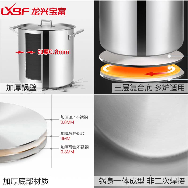 龙兴宝富(LXBF)商用整体拉伸高汤锅 LX-SG40 304不锈钢材质 炖整鸡整猪蹄没压力图片