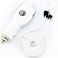 白雀 多功能mini USB口车载充电器 适用于三星/HTC/联想手机 白色