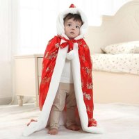 萌趣 高档缎面直毛宝宝斗篷加厚披风1002