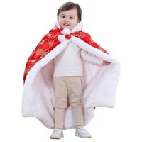 香港亿婴儿大红直毛缎面宝宝斗篷婴儿披风礼盒装3116