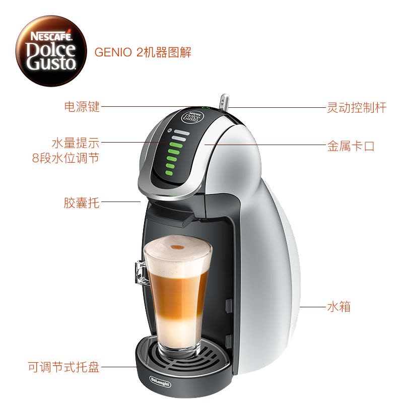 意大利德龙(DeLonghi) EDG466.S 胶囊咖啡机 家用 商用 1L水箱 全自动 花式咖啡 饮料机图片