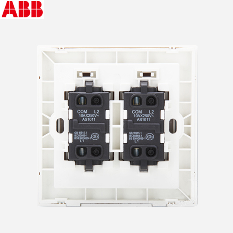 ABB开关插座 德宁雅白 双联/二位/二开单控开关面板86型AN102