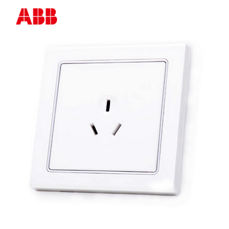 ABB开关插座 德宁雅白 一位/10A三孔墙壁电源插座面板86型AN203
