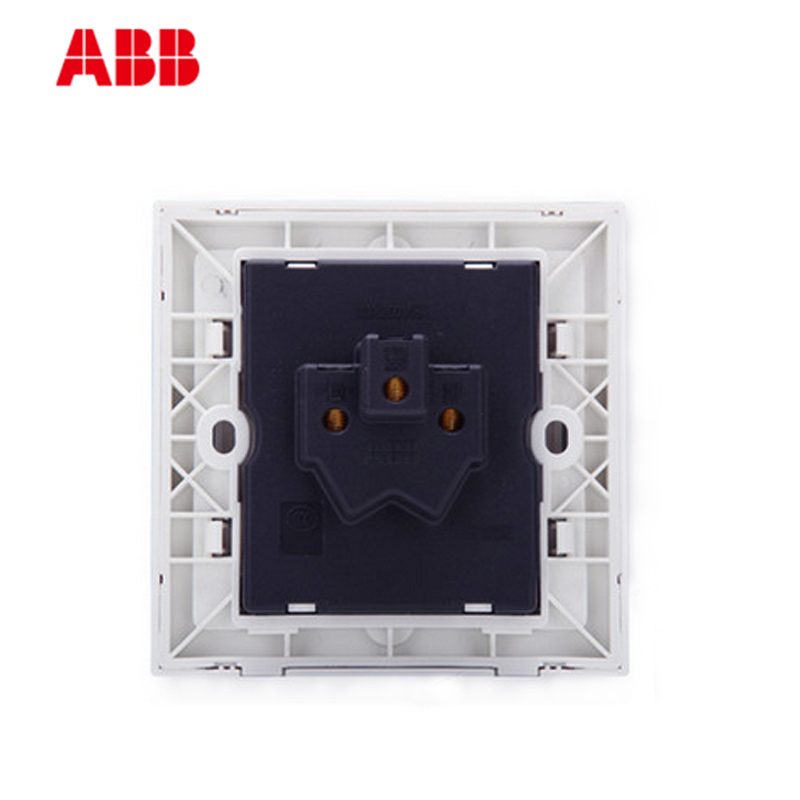 ABB开关插座 德宁雅白 一位/10A三孔墙壁电源插座面板86型AN203