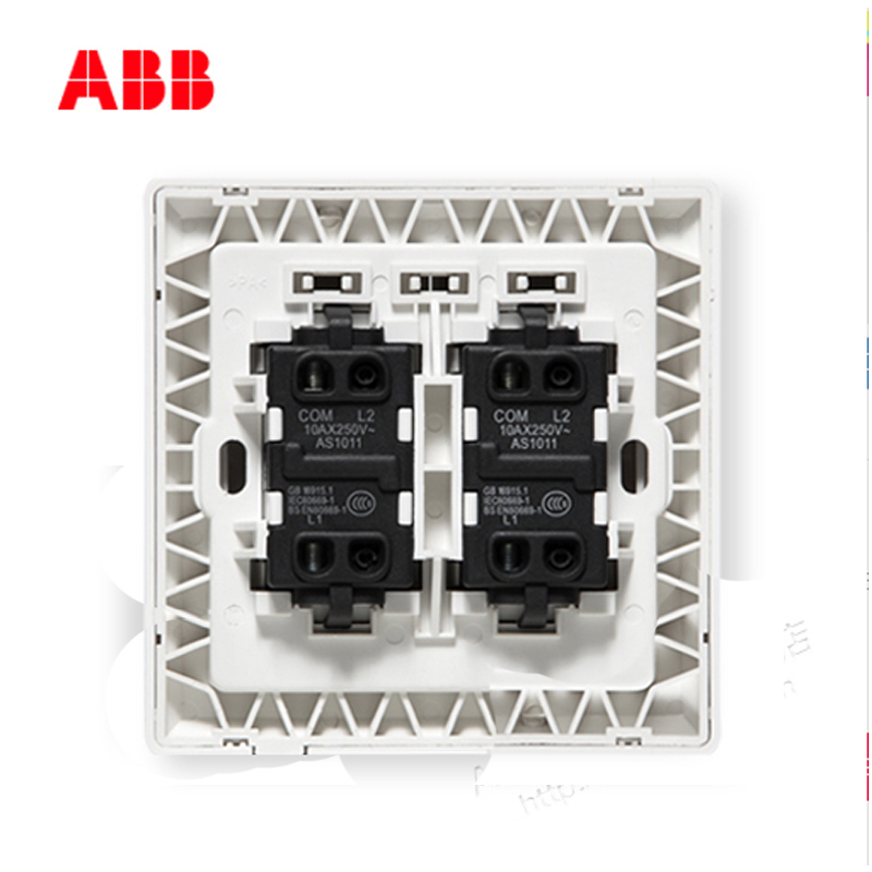 ABB开关插座 德逸雅白 双联/二位/双开/二开单控开关面板AE102