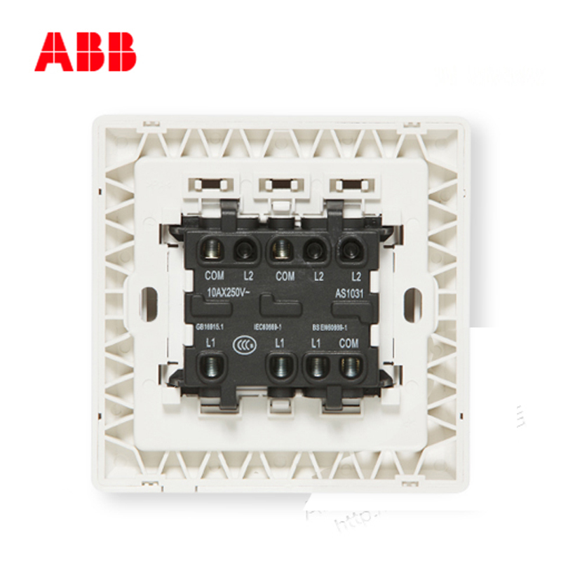 ABB开关插座 德逸雅白 三联/三位/三开单控开关面板AE103