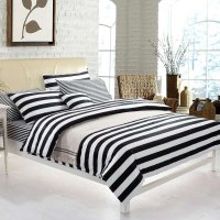 男人帮家纺 春夏新品 纯棉活性四件套 黑白休闲床上用品 床笠款