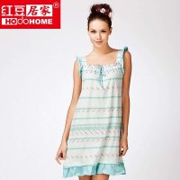 红豆居家纯棉女士睡衣 新品 甜美可爱清新纯棉吊带女式睡衣/家居服 薄睡裙 MXJ126*