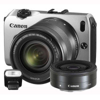 佳能 数码微单相机 EOS MWLENSKIT(银)+EOS时尚单肩摄影包