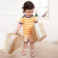 婴倍爱 男女宝宝夏装套装 短袖连体衣纯棉T恤短裤婴儿夏装 婴儿衣服套装 纯棉 131003158