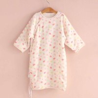 婴倍爱 0-6月春夏款纯棉4层纱布睡袋 宝宝系带长袖睡衣透气长袍 C241