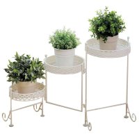 欧润哲 田园多层旋转式落地花架花盘架 白色