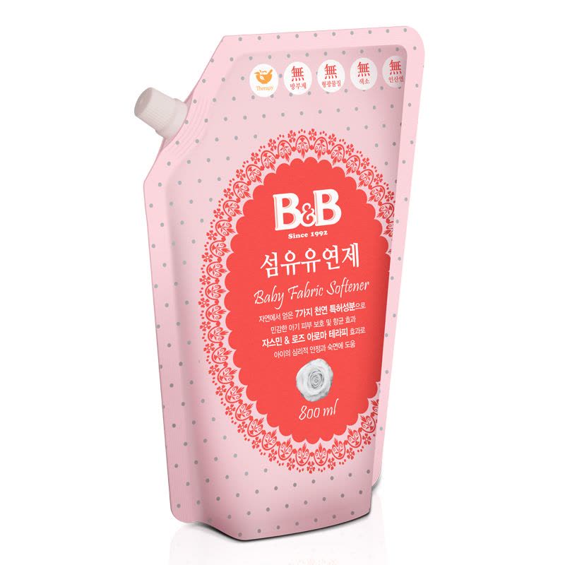 保宁(B&B)纤维柔顺剂(柔和香-袋装)800ml 儿童成人均可使用 有香味图片