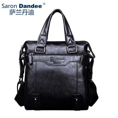 萨兰丹迪SaronDandee 商务单肩斜跨竖款男士手提包SD050-2黑色