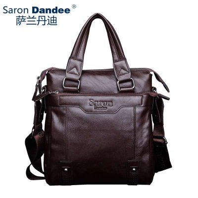 萨兰丹迪SaronDandee 商务单肩斜跨竖款男士手提包SD050-2棕色