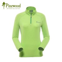 磐雾女款绿色拼色立领吸湿排汗长袖T恤CW141106