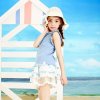 龙太子童装 2014夏装新款女童短裙 韩版纯色儿童拼接款短裙