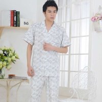 金丰田男士睡衣夏季纯棉短袖家居服套装