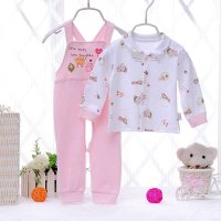 童泰春装新品 宝宝纯棉背带裤套装 婴儿衣服背带裤套装