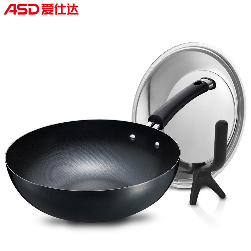 ASD爱仕达30cm锈不了无涂层铁锅QN8330