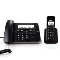 飞利浦(Philips) DCTG192 数字无绳电话机 子母机 电话机 双免提 家用办公无线座机 一拖一 黑色