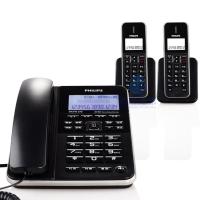 飞利浦电话机 DCTG272 数字无绳电话子母机 一拖二 来电报号 黑色一拖二
