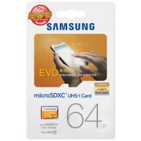 三星(SAMSUNG) microSD存储卡 64G(CLASS10 UHS-1 48MB/s) EVO升级版