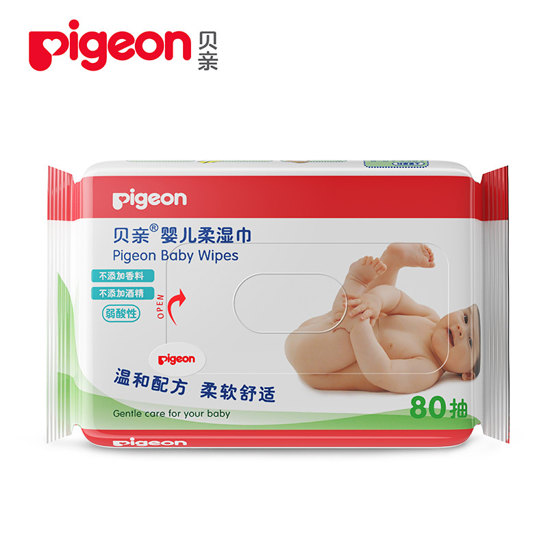贝亲婴儿柔湿巾80片3连包及婴儿纸尿裤S(2片)