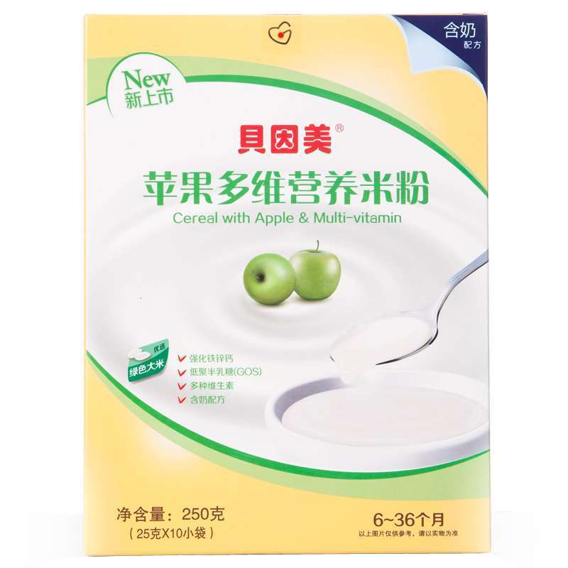 [苏宁自营]贝因美(BEINGMATE)苹果多维营养米粉(6-36个月适用)250g