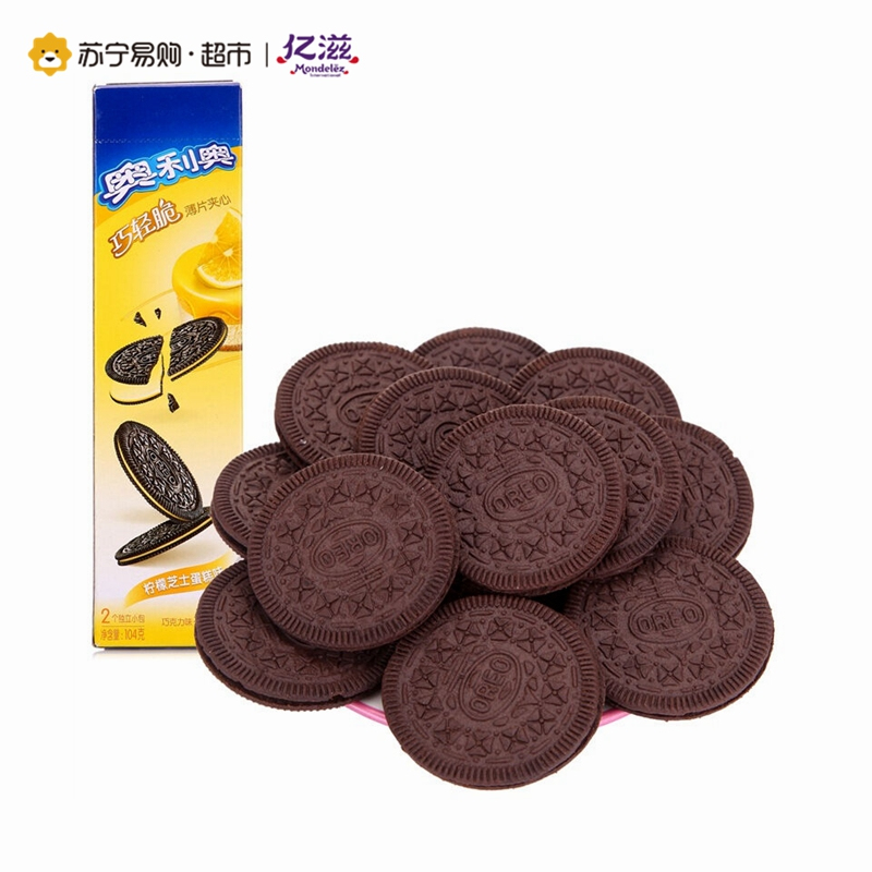 奥利奥 巧轻脆薄片夹心饼干（柠檬芝士蛋糕味）104g/盒（新老包装交替发货）