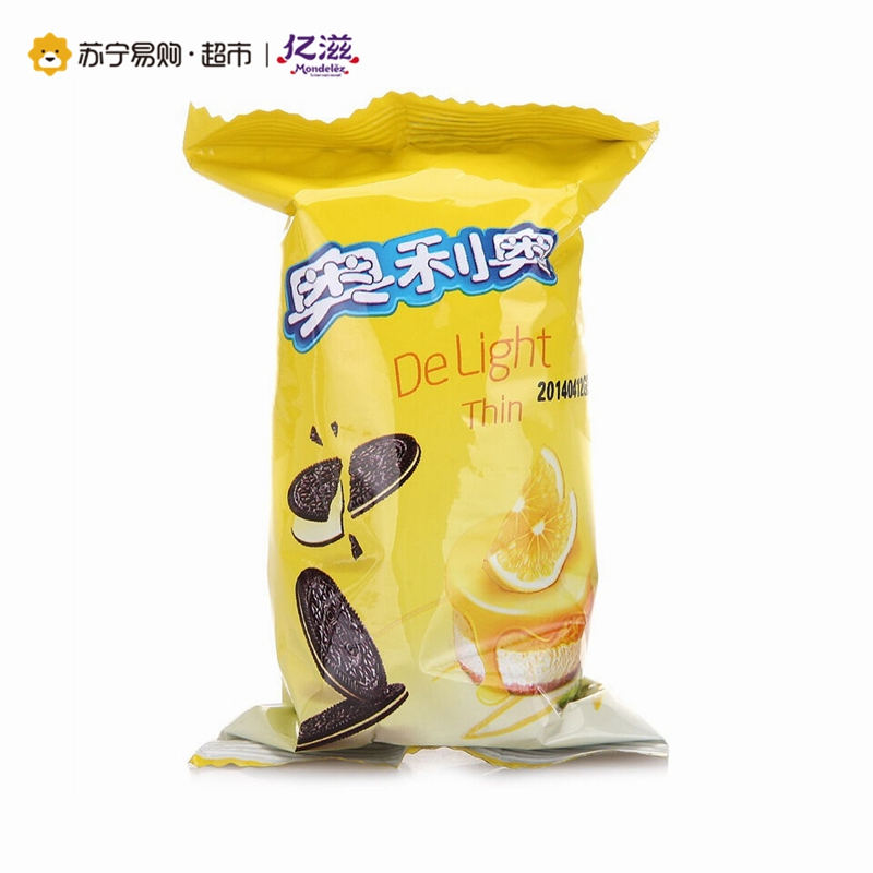 奥利奥 巧轻脆薄片夹心饼干(柠檬芝士蛋糕味)312g/盒(家庭装)